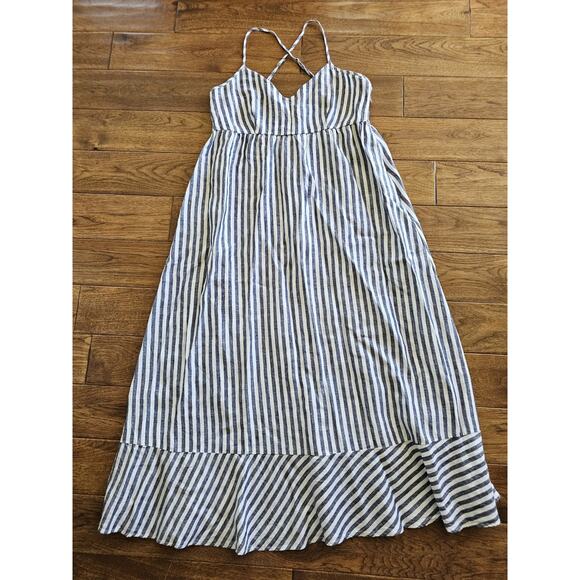 Antibes Blanc Dresses & Skirts - ANTIBES BLANC Blue and White Stripe 100% Linen Maxi Sun Dress Size 12 Nautical